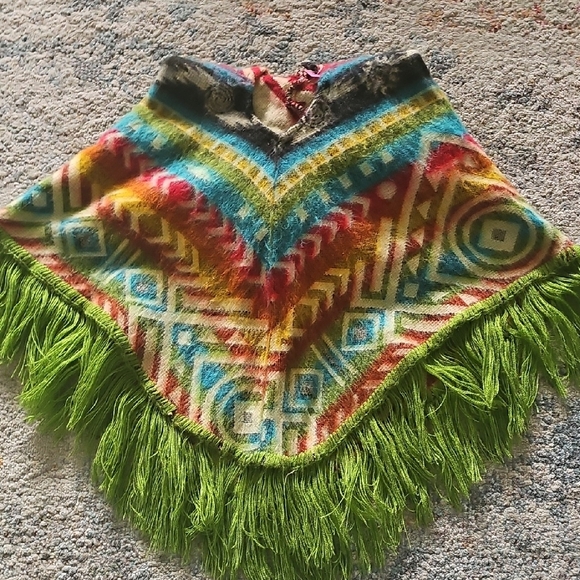 Colorful Geometric Kids Poncho - Picture 2 of 2